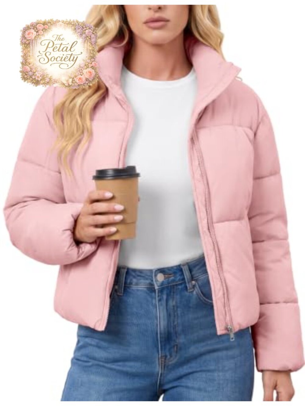 Women's Cropped Quilted Puffer Jacket Short Winter Coat
